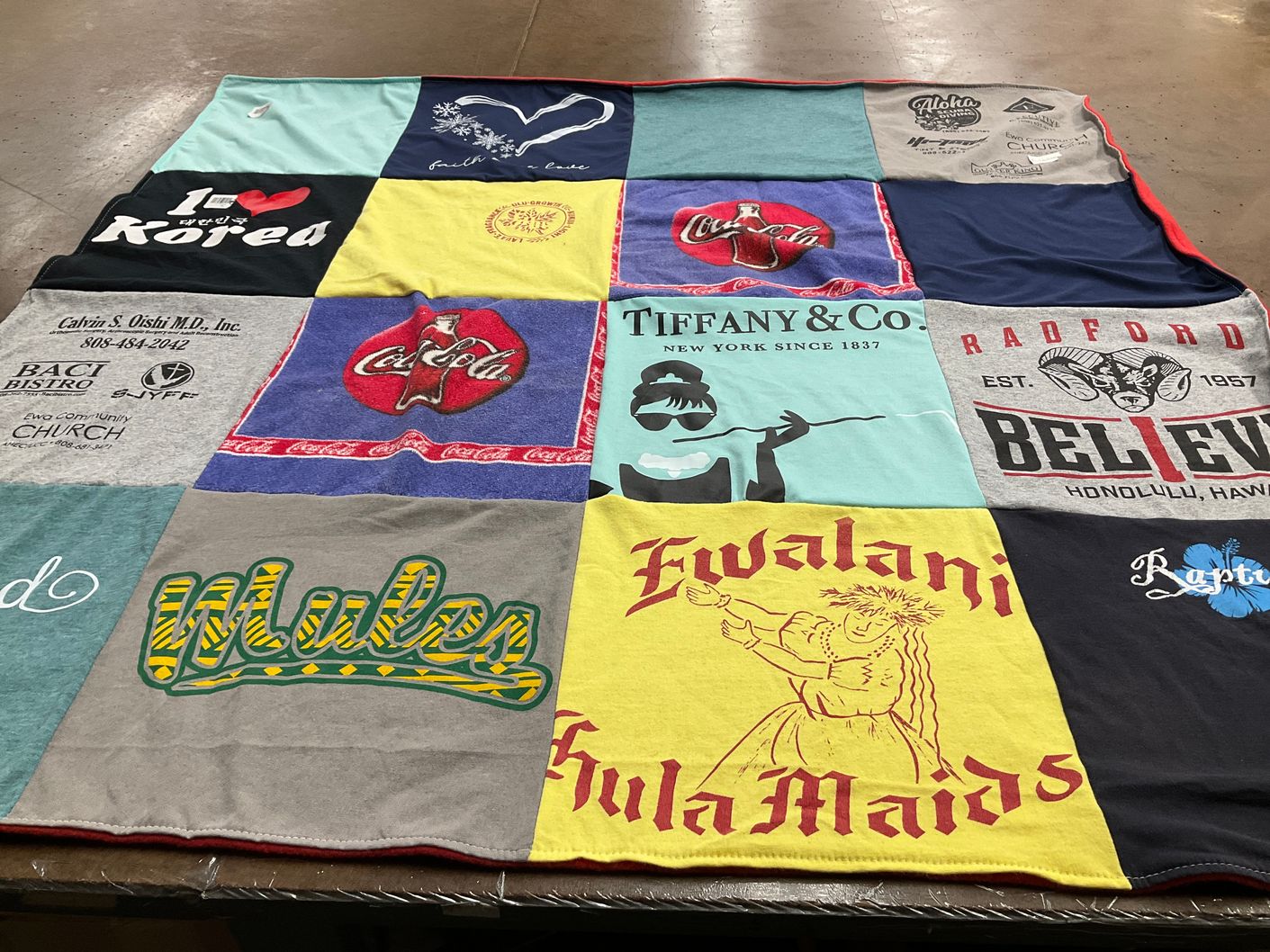 T-shirt quilt featuring mules by Myrna-Lyn from HI