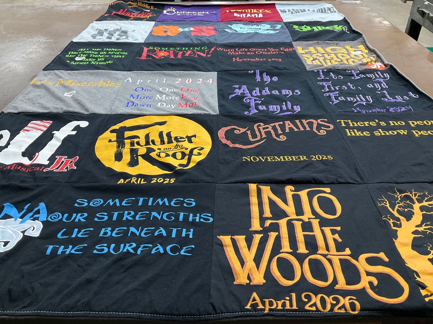 T-shirt quilt with theater, musicals themes by Stephanie from NJ