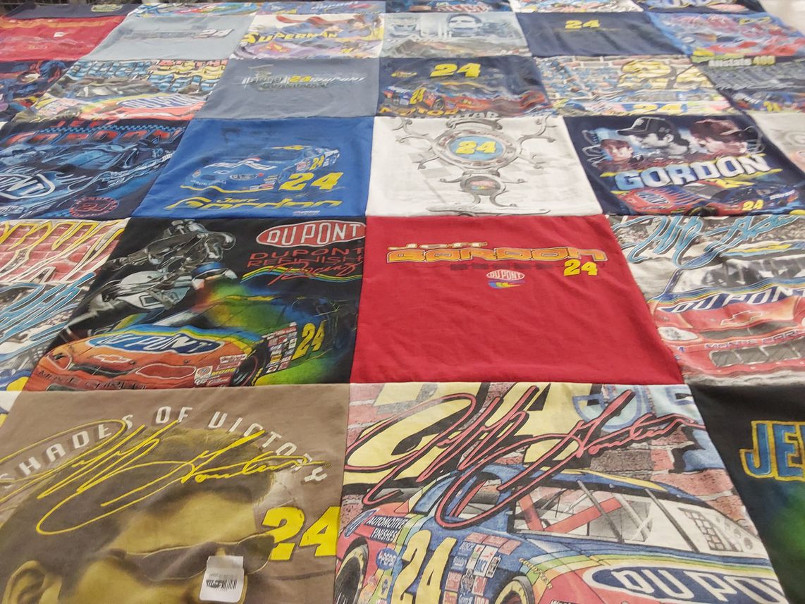 T-shirt quilt with nascar, racing themes by Cassie from SD
