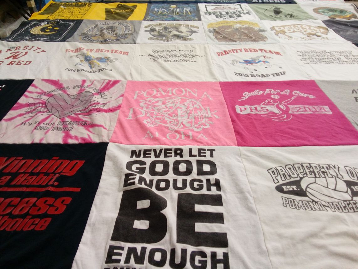 T-shirt quilt featuring pomona volleyball by Shelbi from CO