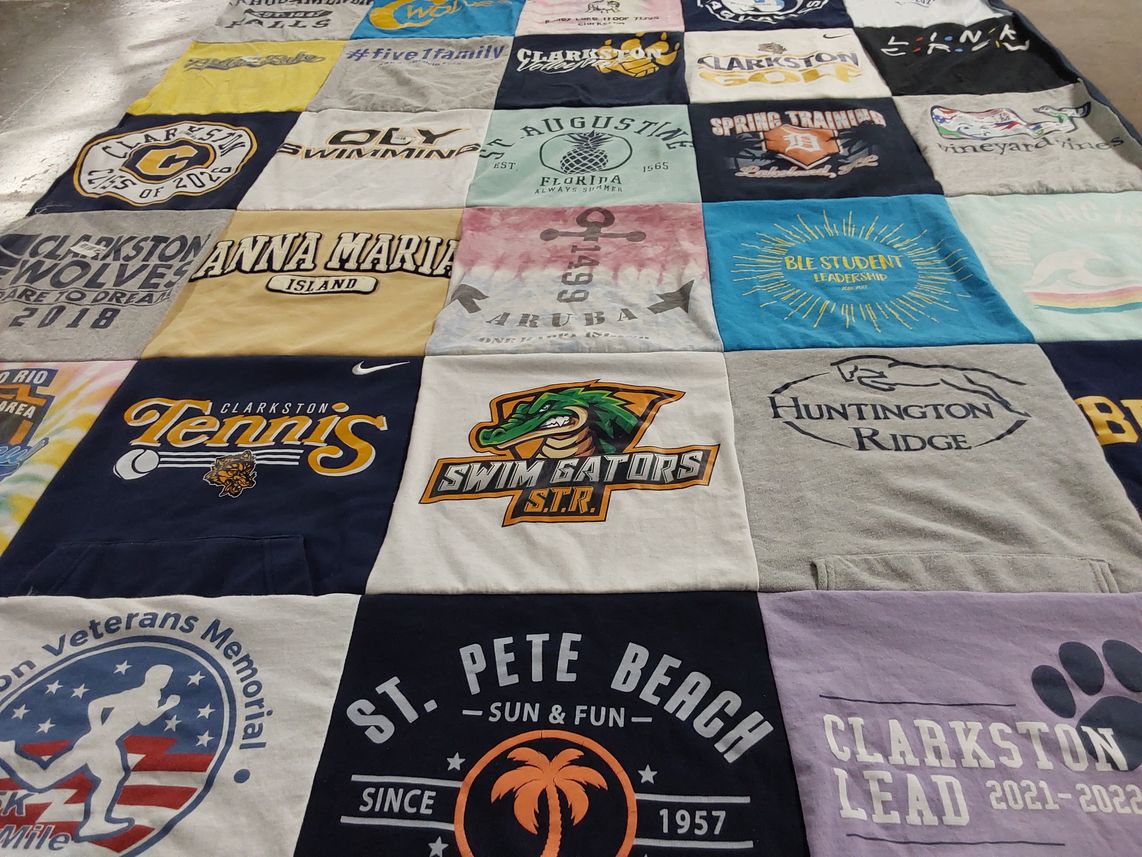 T-shirt quilt featuring clarkston tennis, clarkston wolves by Rachel from MI