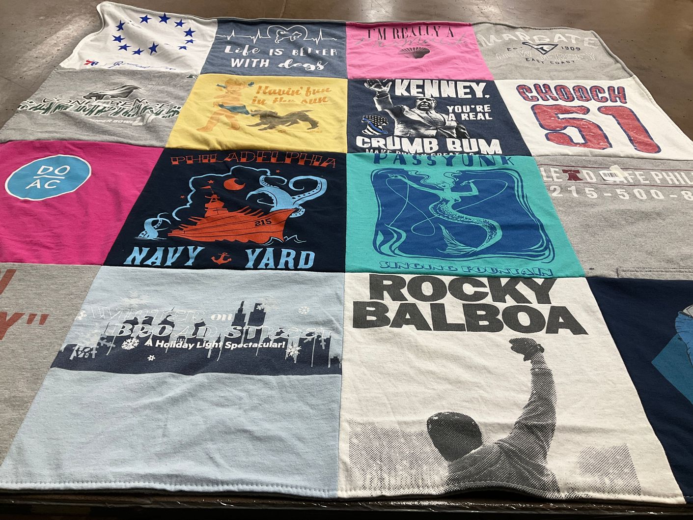 T-shirt quilt with sports, movies themes by Antonella from PA