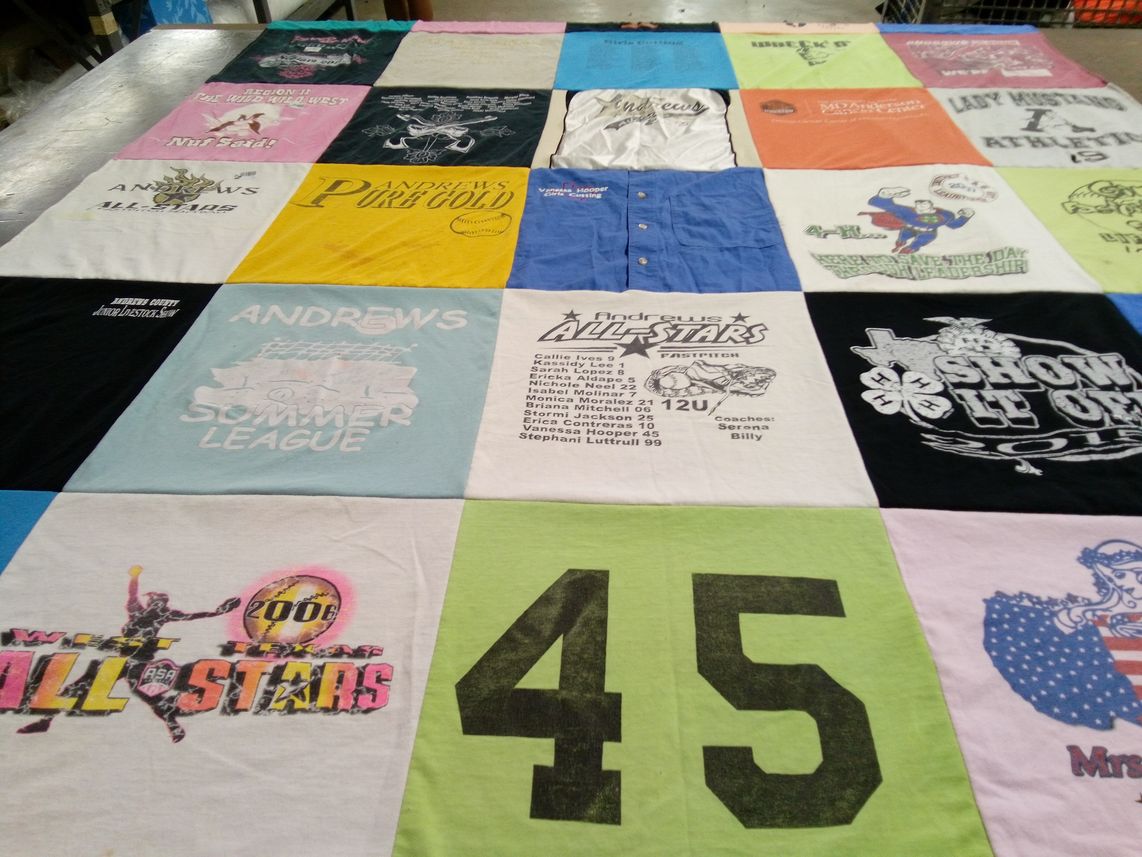 T-shirt quilt featuring andrews all-stars by Serena from TX