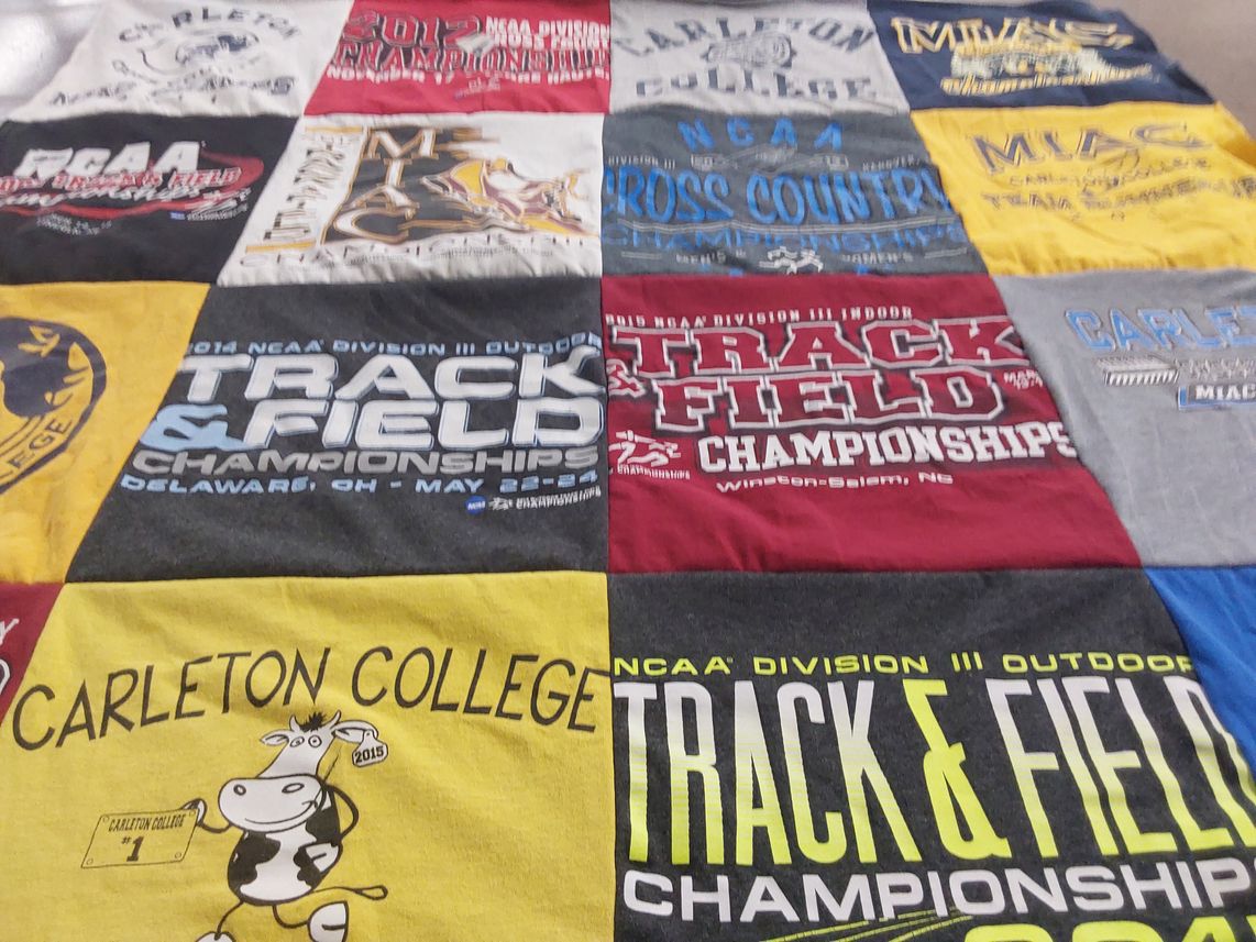 T-shirt quilt from carleton college by Colette from MN