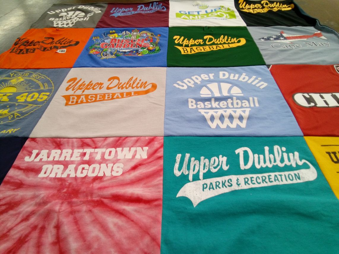 T-shirt quilt featuring upper dublin baseball, upper dublin basketball by Ann from PA