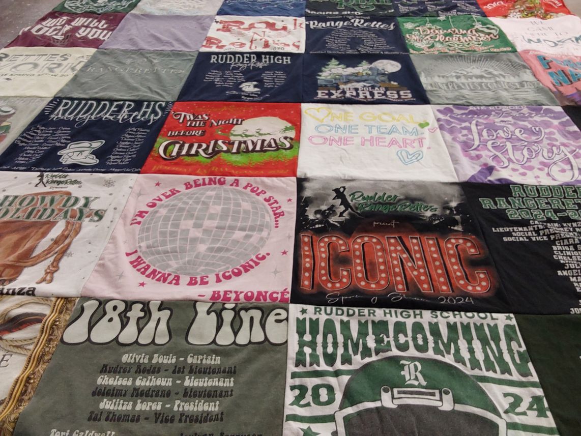 T-shirt quilt from rudder high school by sandy from TX