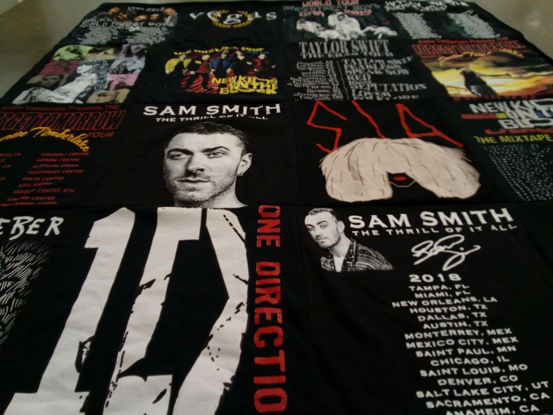T-shirt quilt with music, concerts themes by Taiesha from CO