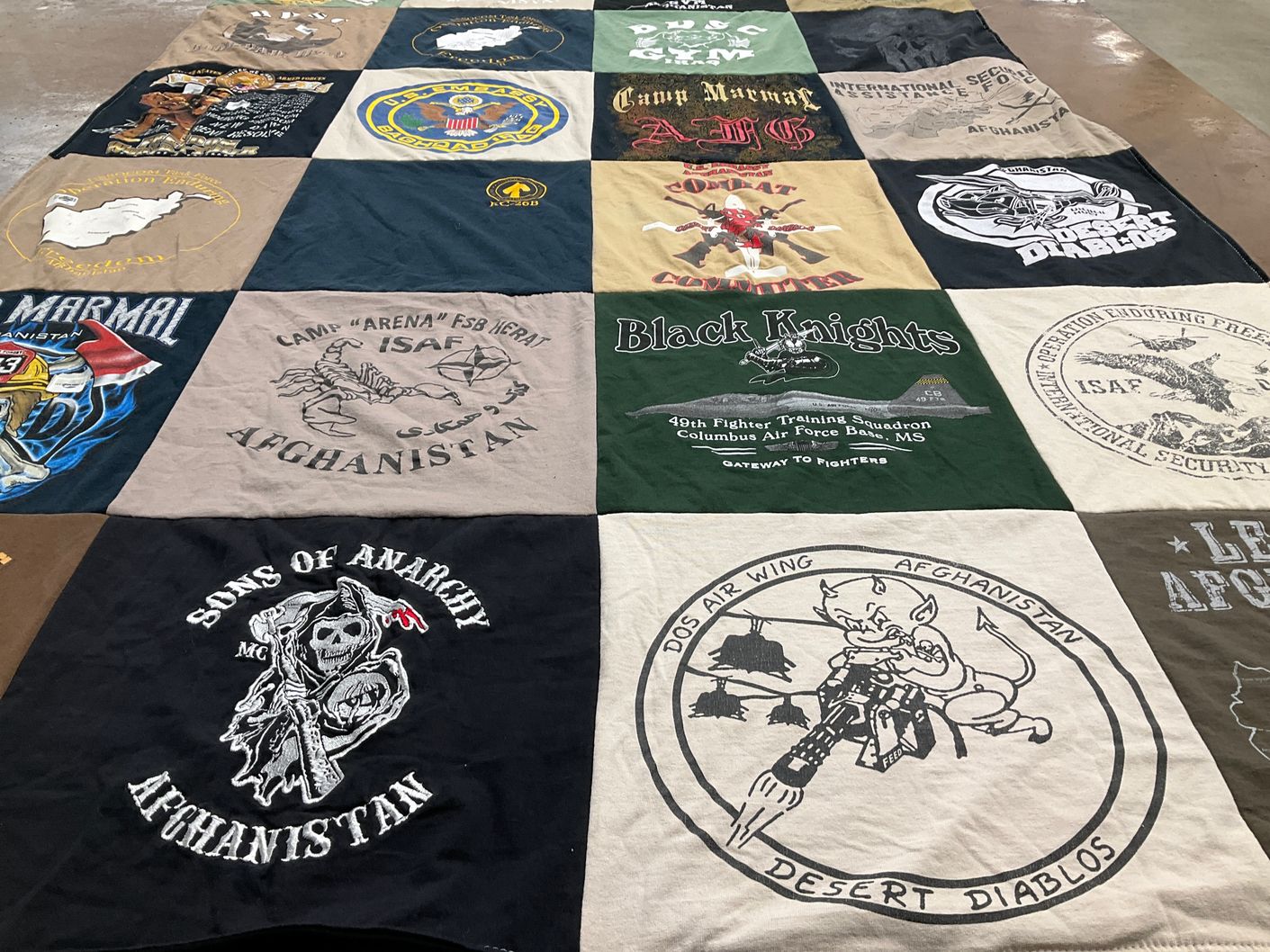 T-shirt quilt with military, history themes by Sylvia from TX