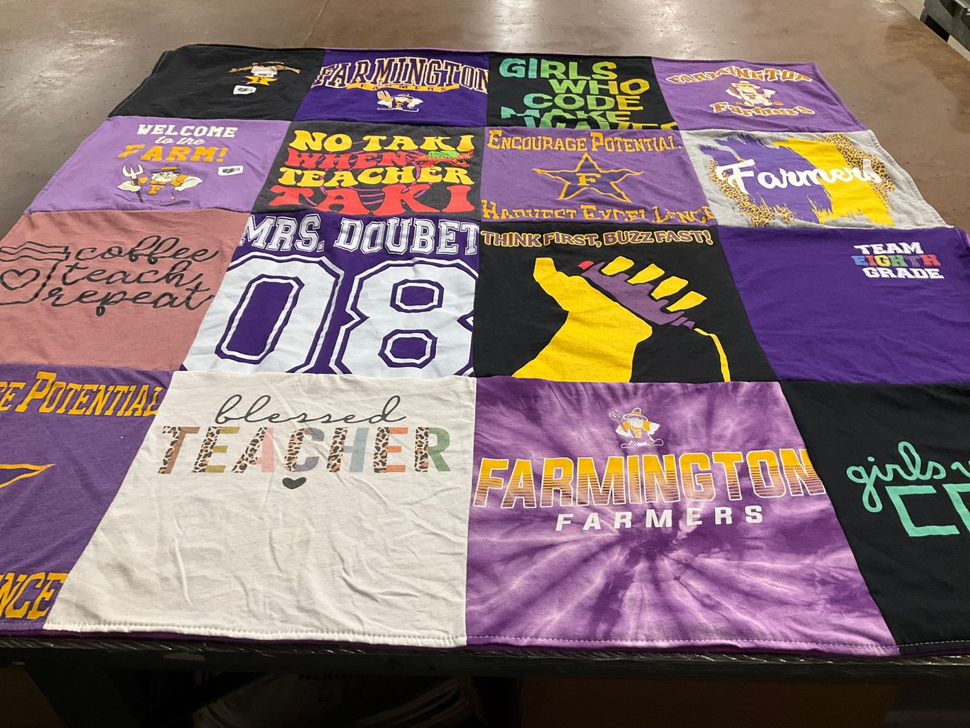 T-shirt quilt featuring farmington farmers by Ashley from IL