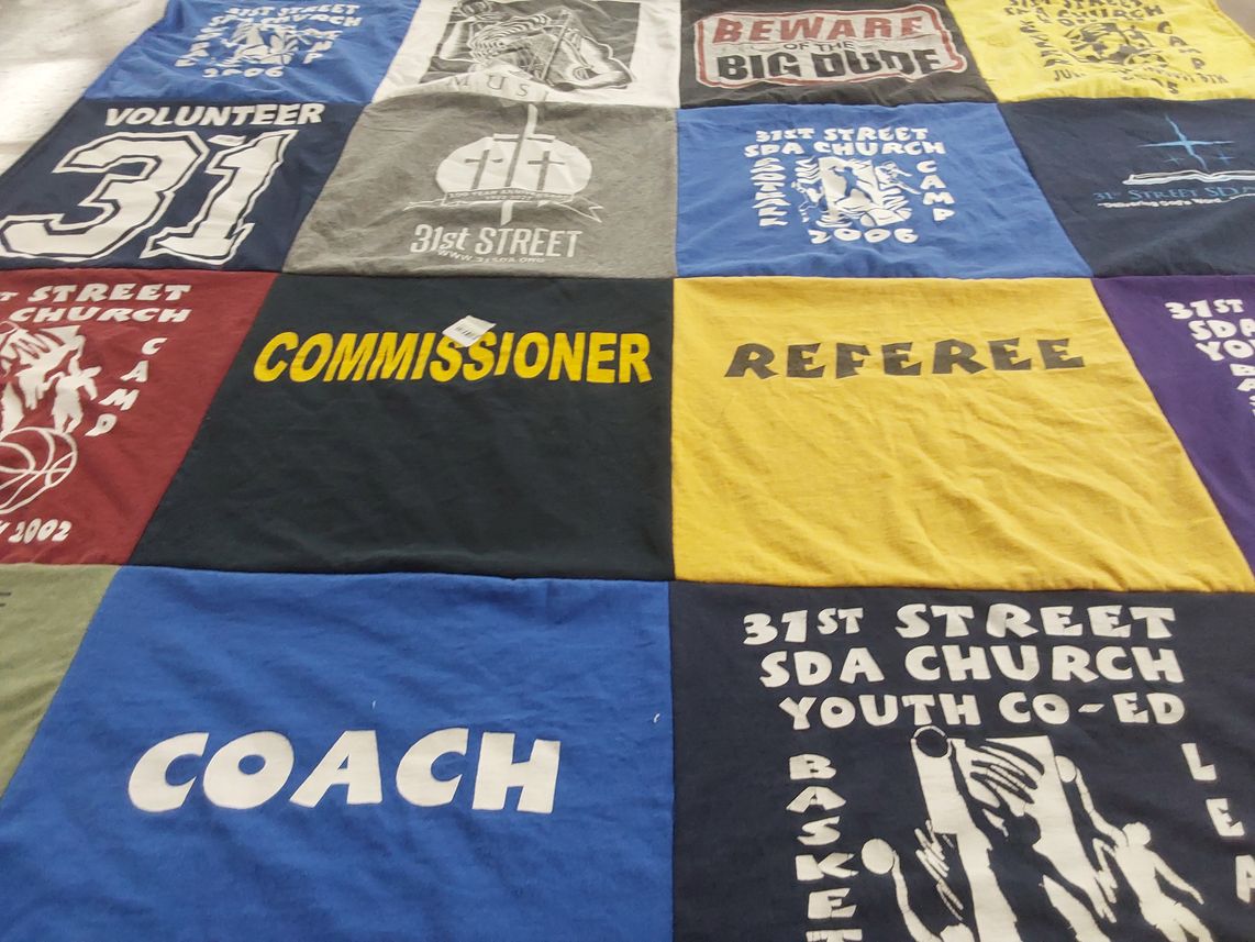 T-shirt quilt with basketball, youth activities themes by Jerryel from CA