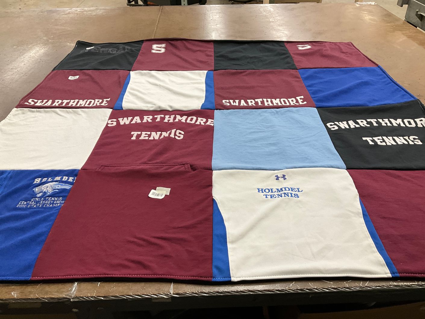 T-shirt quilt from swarthmore college, holmdel high school by Uma from NJ