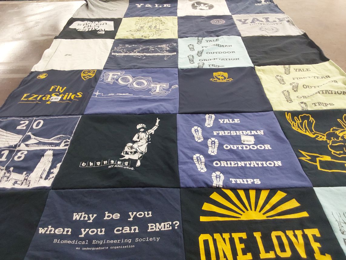 T-shirt quilt from yale university by Uma from NJ