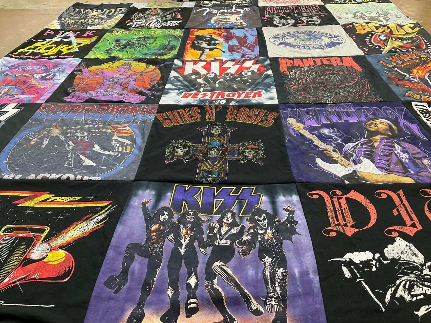 T-shirt quilt with rock music, heavy metal themes by Kimberly from NY