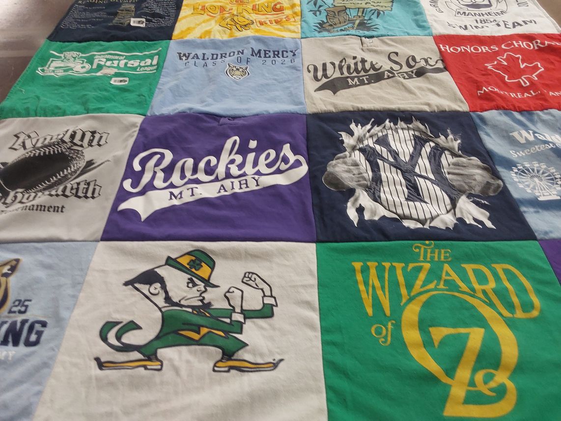 T-shirt quilt featuring mt. airy white sox, mt. airy rockies by Kate from PA