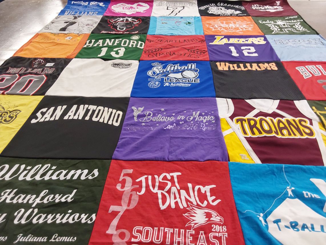 T-shirt quilt featuring los angeles lakers, southeast eagle by DEENA from NV