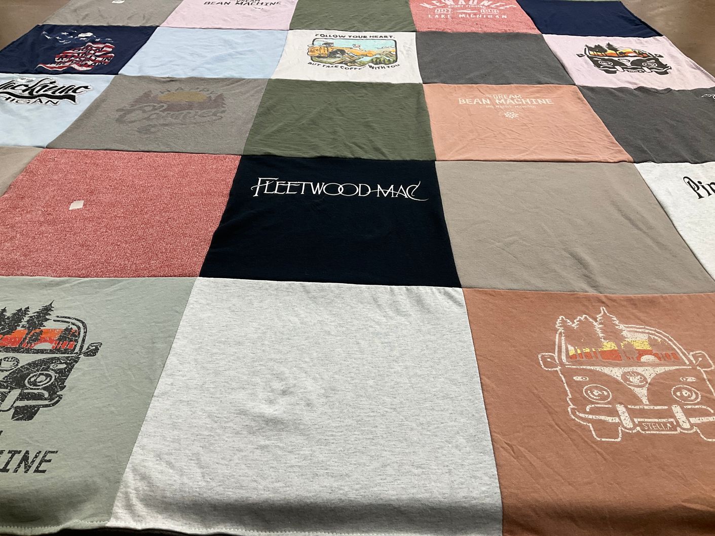 T-shirt quilt with music, outdoors themes by Gwendolyn from MI