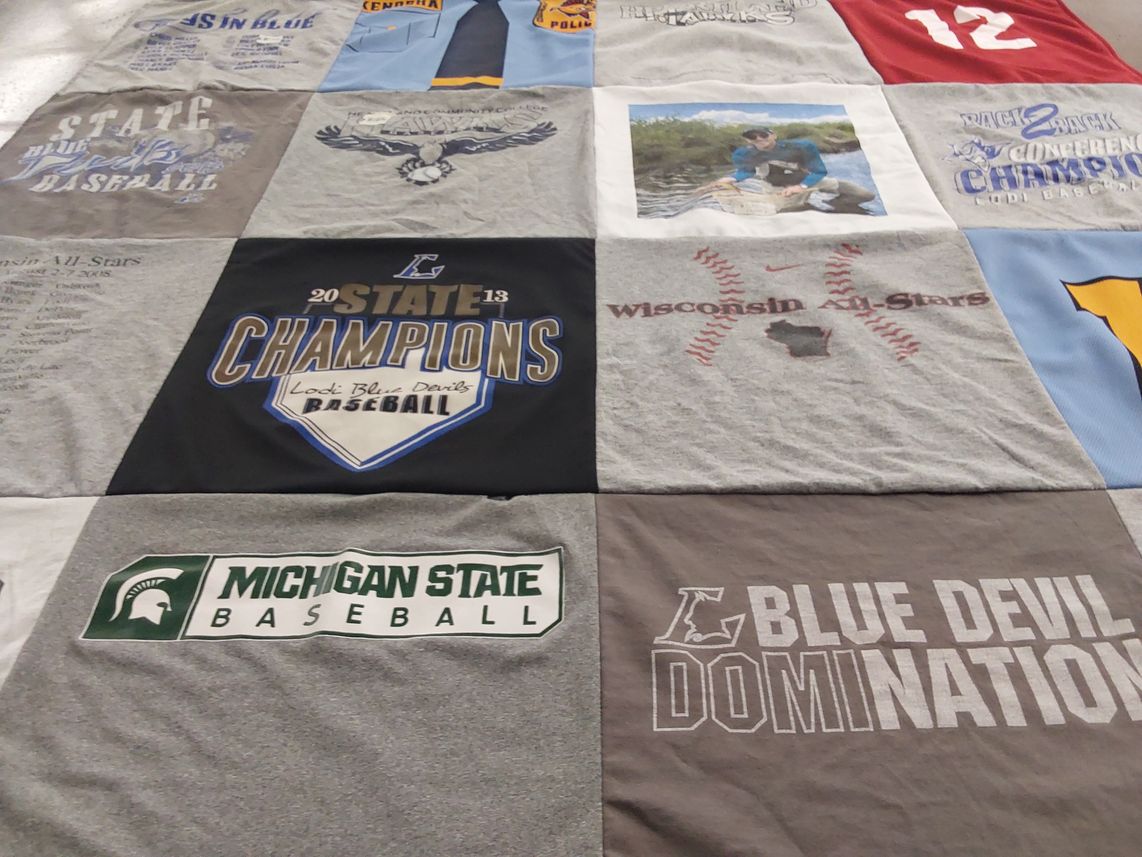 T-shirt quilt featuring wisconsin all-stars, blue devils by Christine from WI