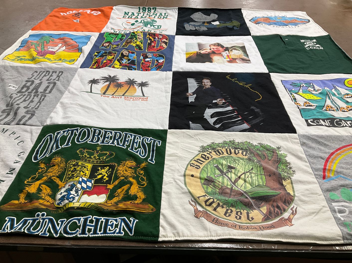 T-shirt quilt with festivals, sports themes by Diane from FL