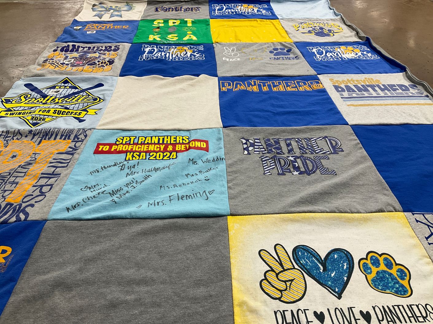 T-shirt quilt featuring scottsville panthers by Nicole from KY