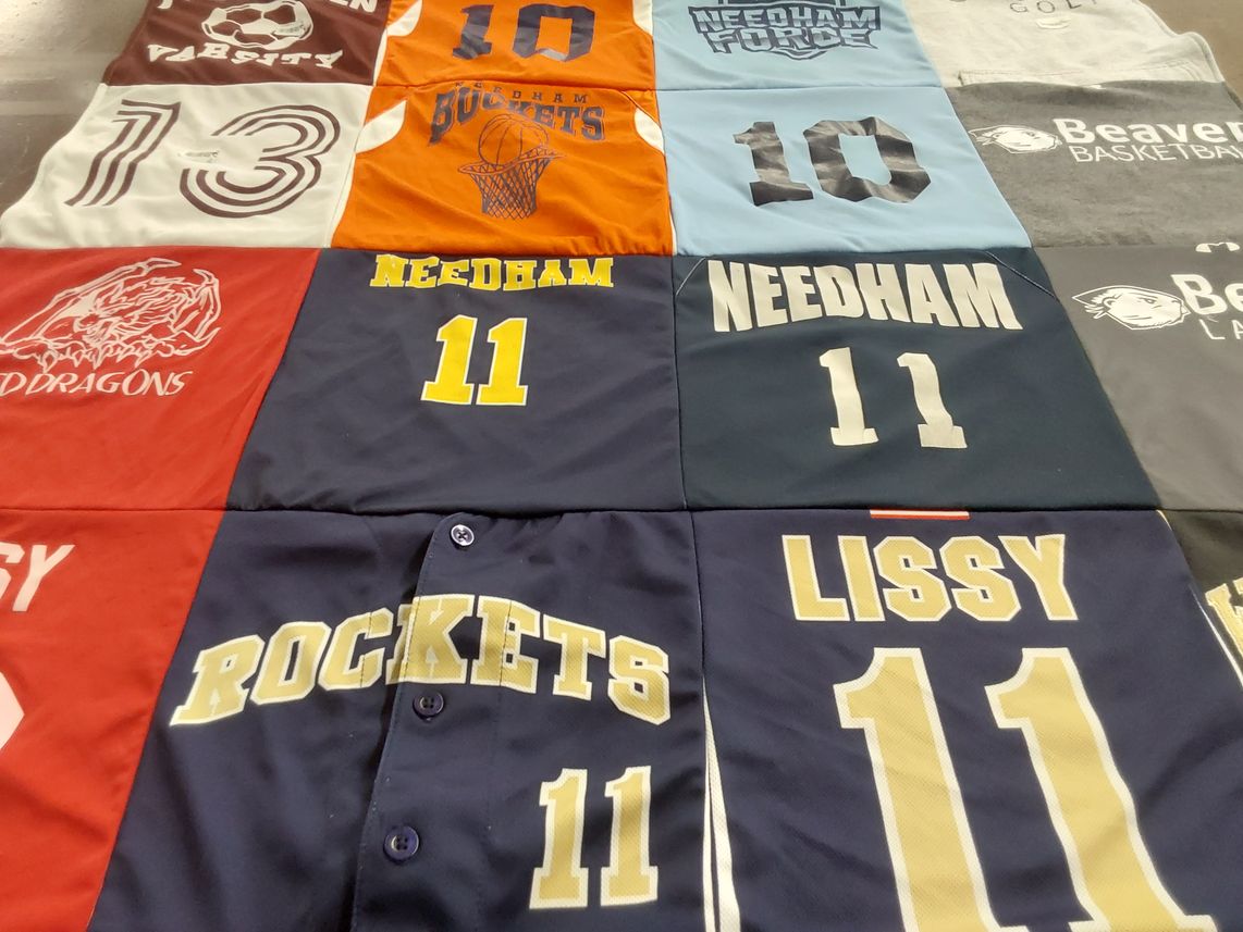 T-shirt quilt featuring needham force, needham rockets by Suzanne from MA
