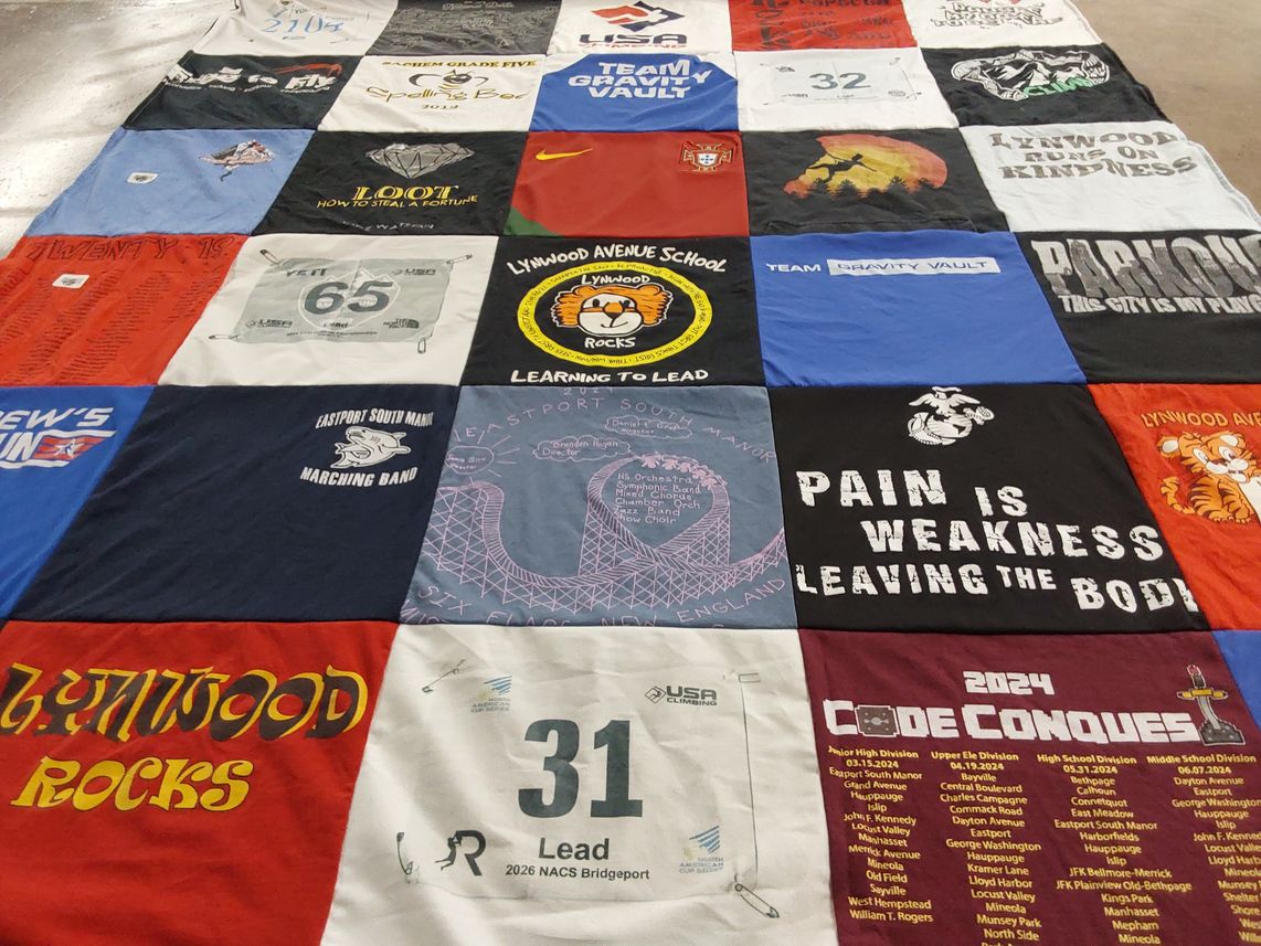 T-shirt quilt from lynwood avenue school by Cristina from NY