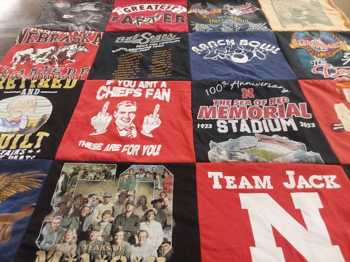 T-shirt quilt featuring nebraska cornhuskers by Frank from NE