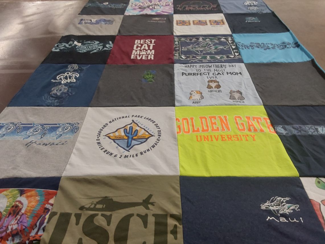 T-shirt quilt from golden gate university by Helena from AZ