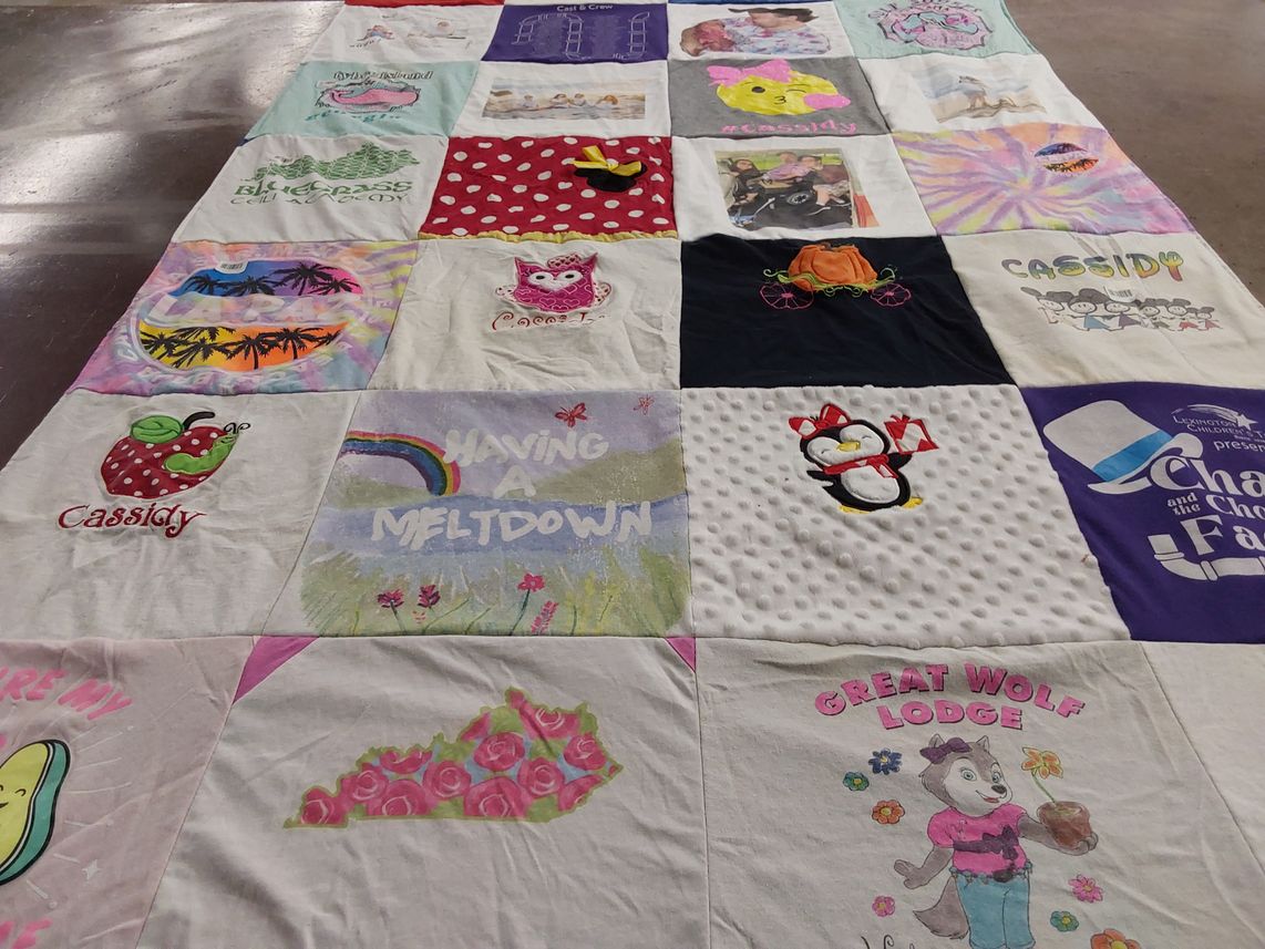 T-shirt quilt with children's themes, funny quotes themes by Tracy from KY