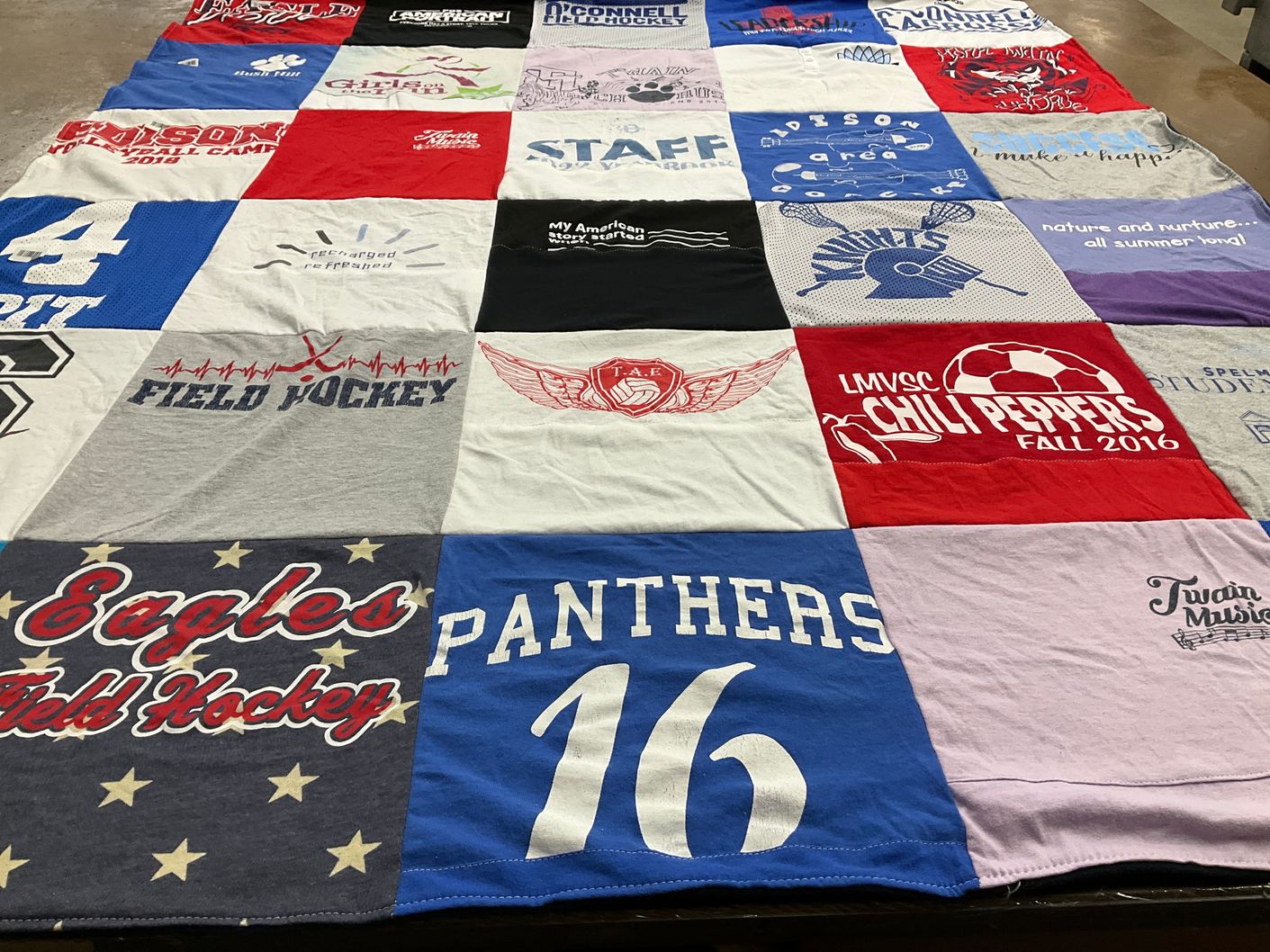 T-shirt quilt featuring eagles field hockey, panthers field hockey by Taylor from VA