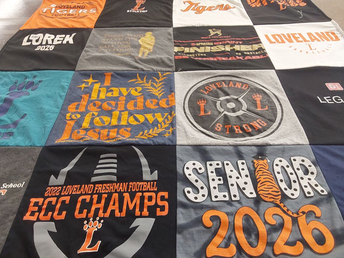 T-shirt quilt featuring loveland tigers by Stacy from OH