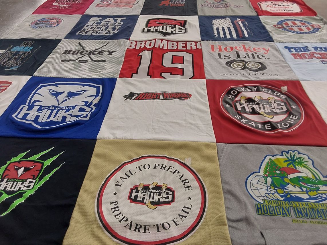 T-shirt quilt featuring palm beach hawks by Angel from FL