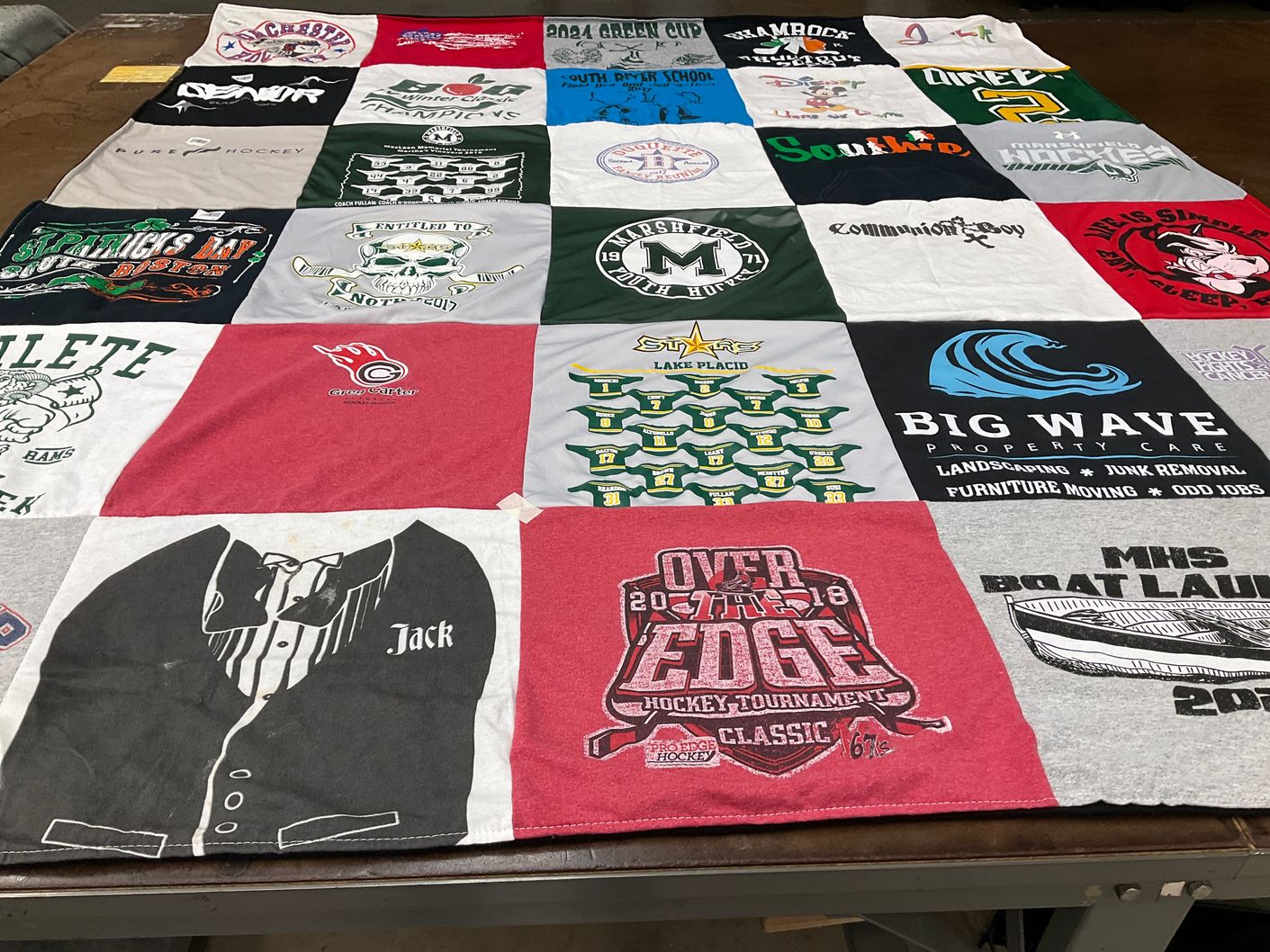 T-shirt quilt featuring hockey team by Jillian from MA