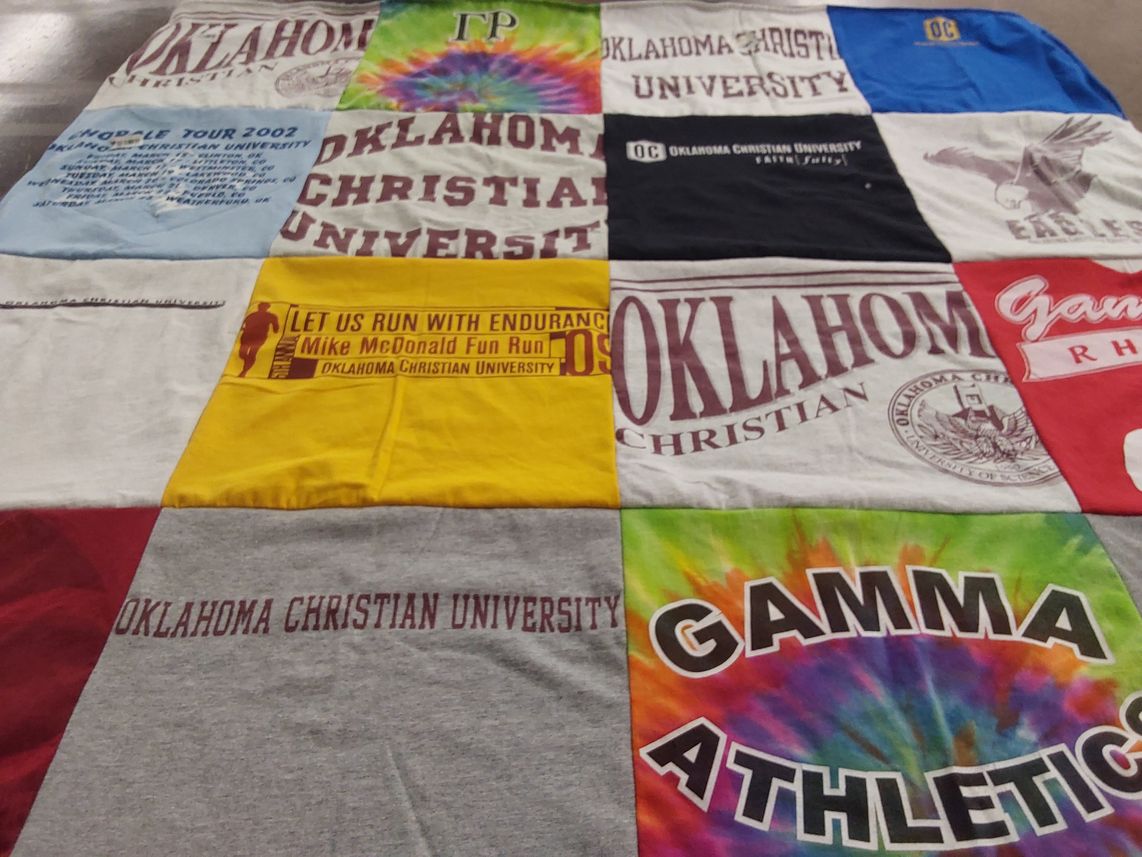 T-shirt quilt from oklahoma christian university by Carol from NE