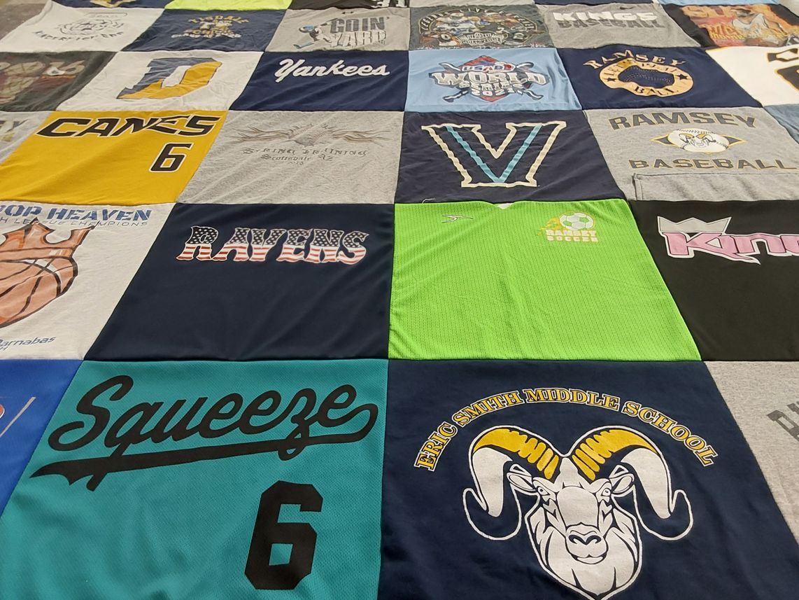 T-shirt quilt featuring ramsey baseball, yankees by Ivis from NJ