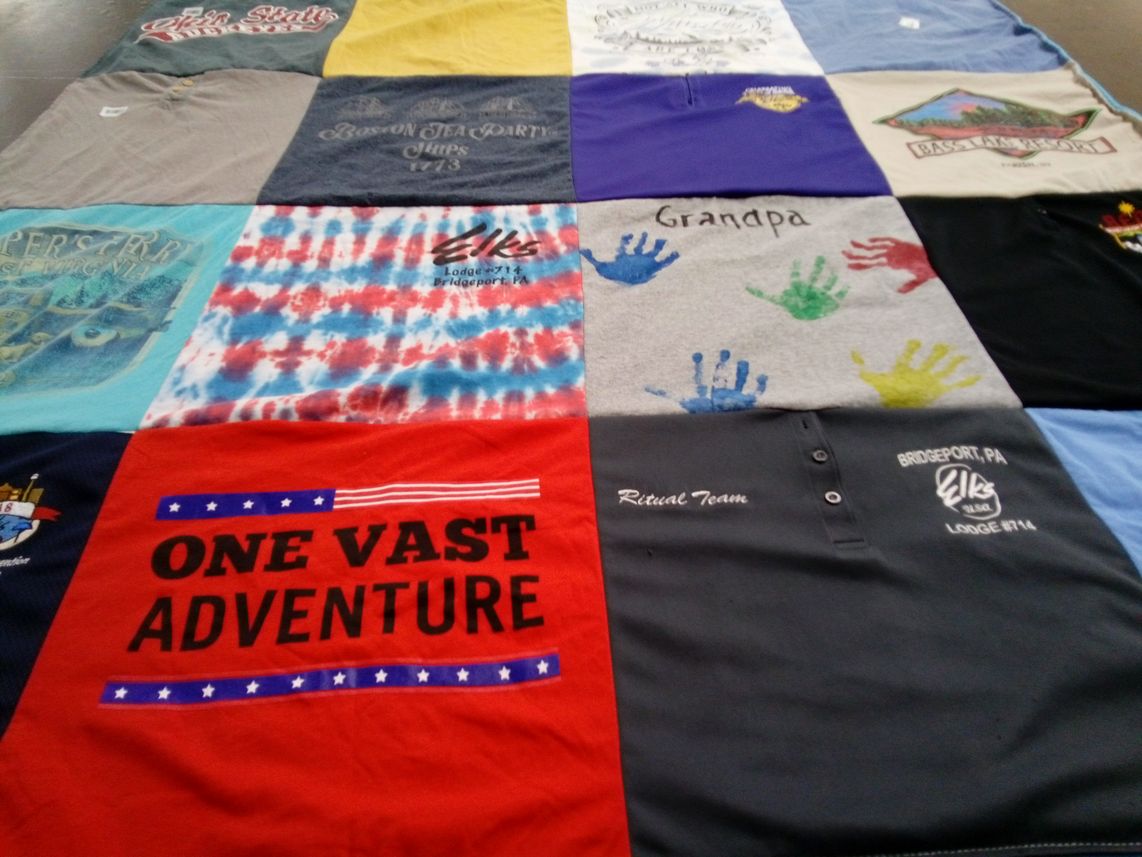 T-shirt quilt with family, history themes by Christine from PA