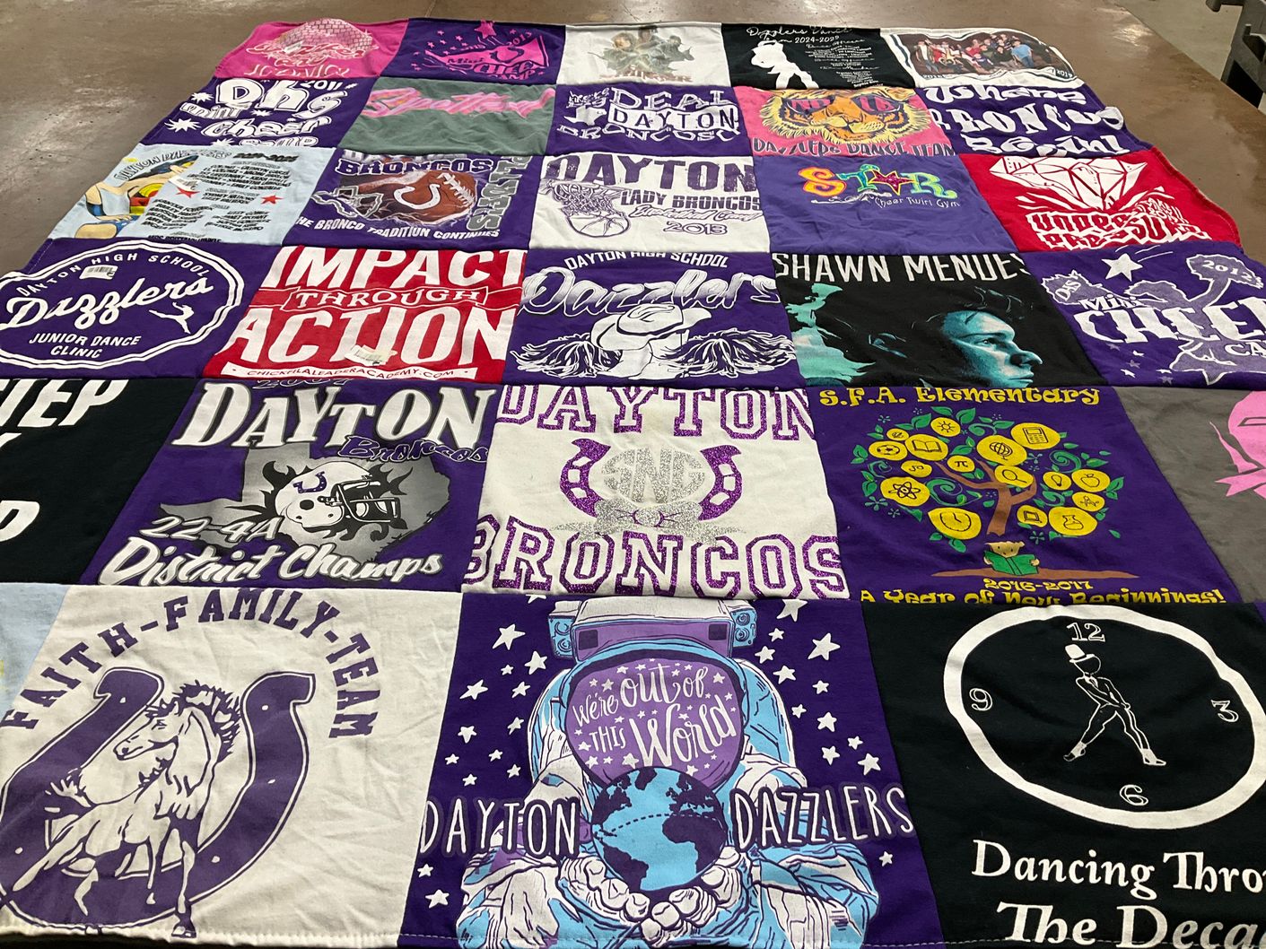 T-shirt quilt featuring dayton broncos by Danielle from TX