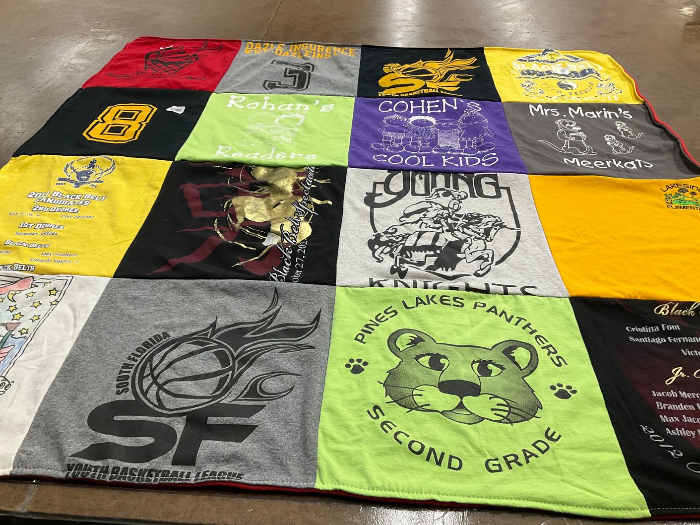 T-shirt quilt featuring pines lakes panthers, south florida youth basketball league by Julissa from FL