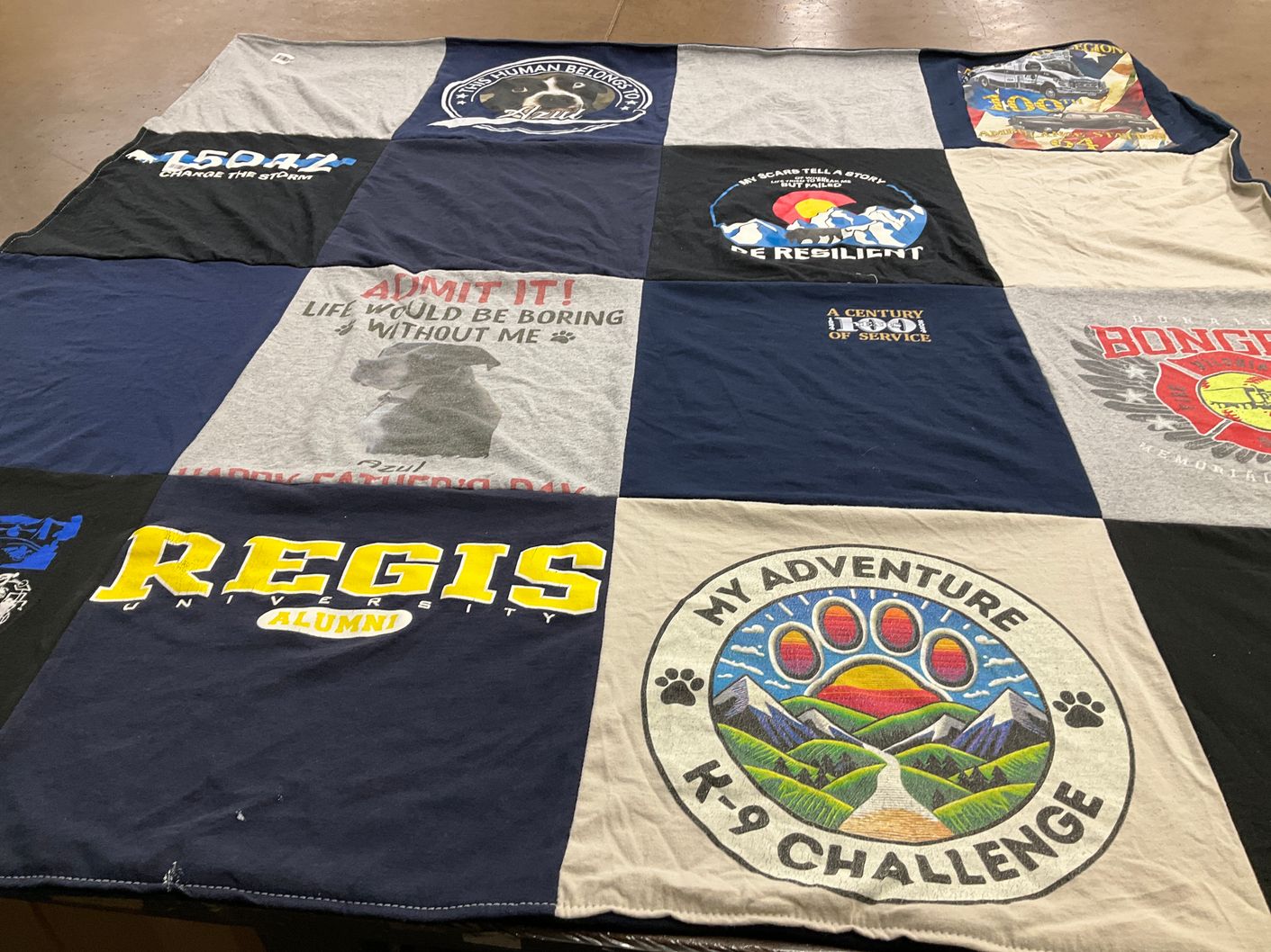 T-shirt quilt from regis university by Gordon from CO
