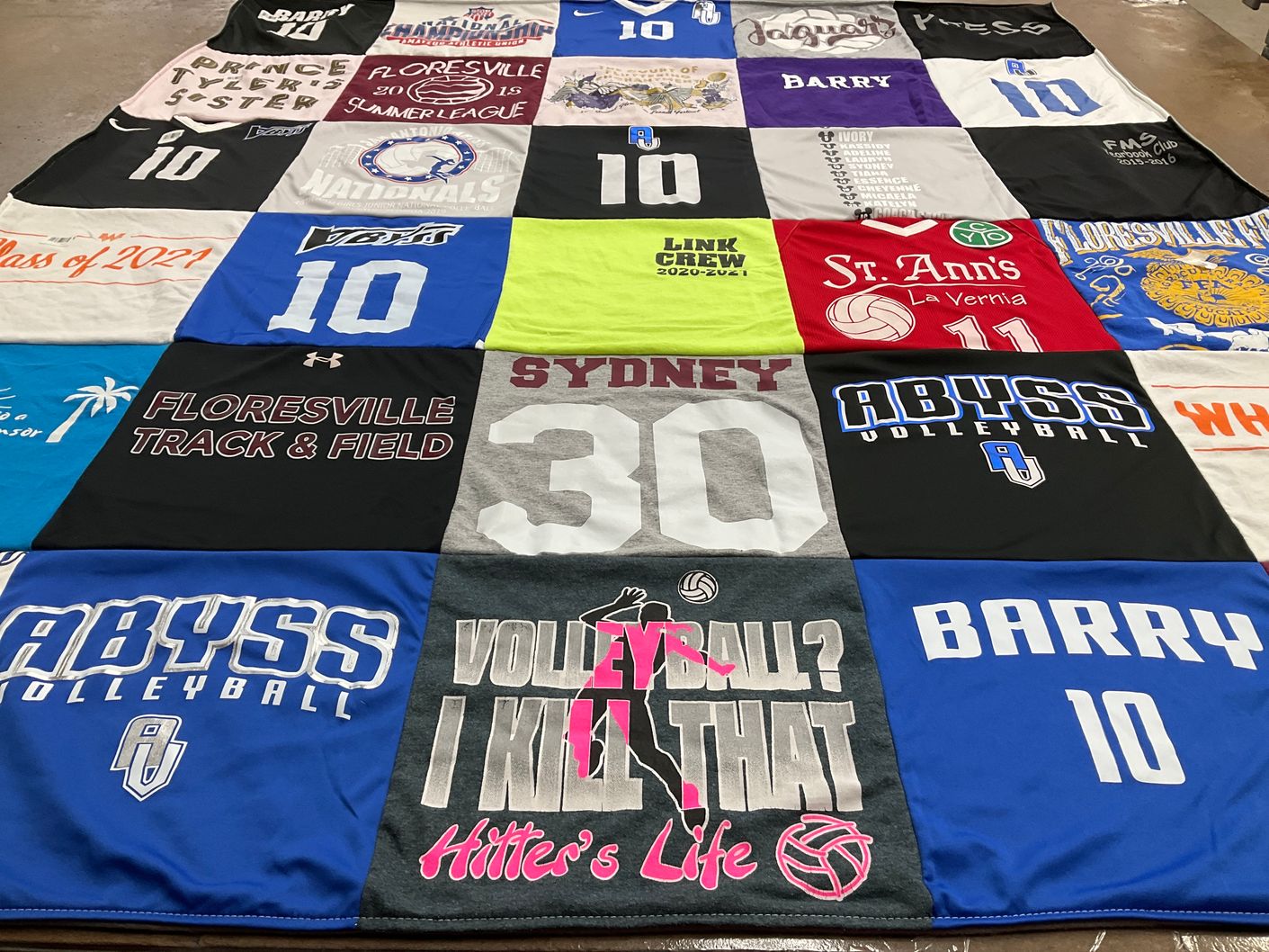 T-shirt quilt featuring abyss volleyball by Roxanne from TX