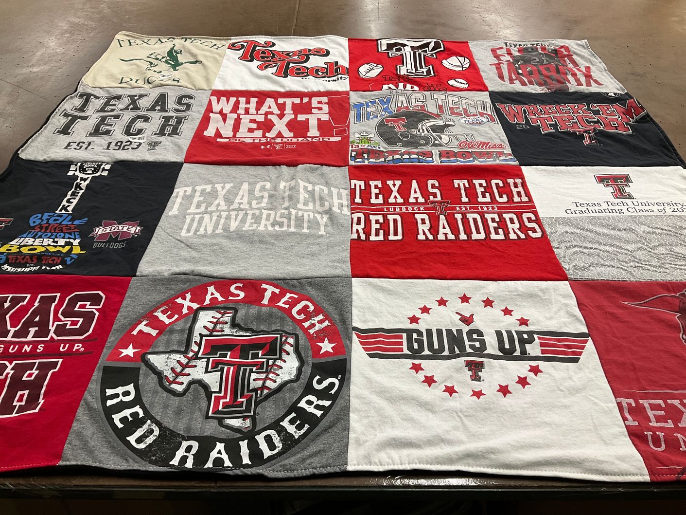 T-shirt quilt featuring texas tech red raiders by Abby from TX