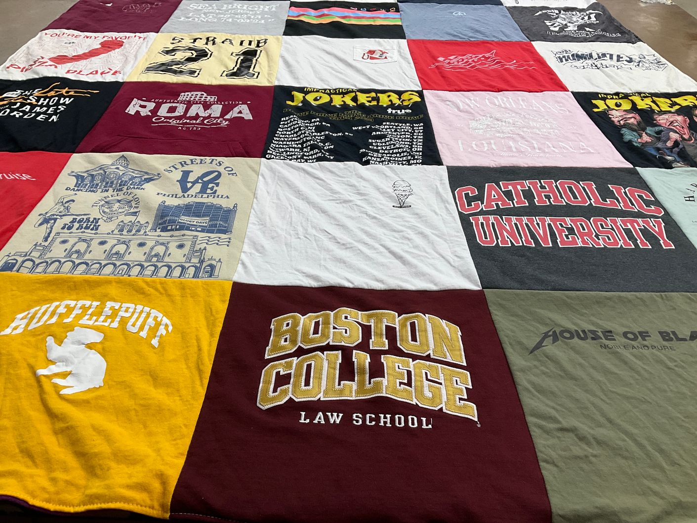 T-shirt quilt from catholic university, boston college by Lauren from NJ