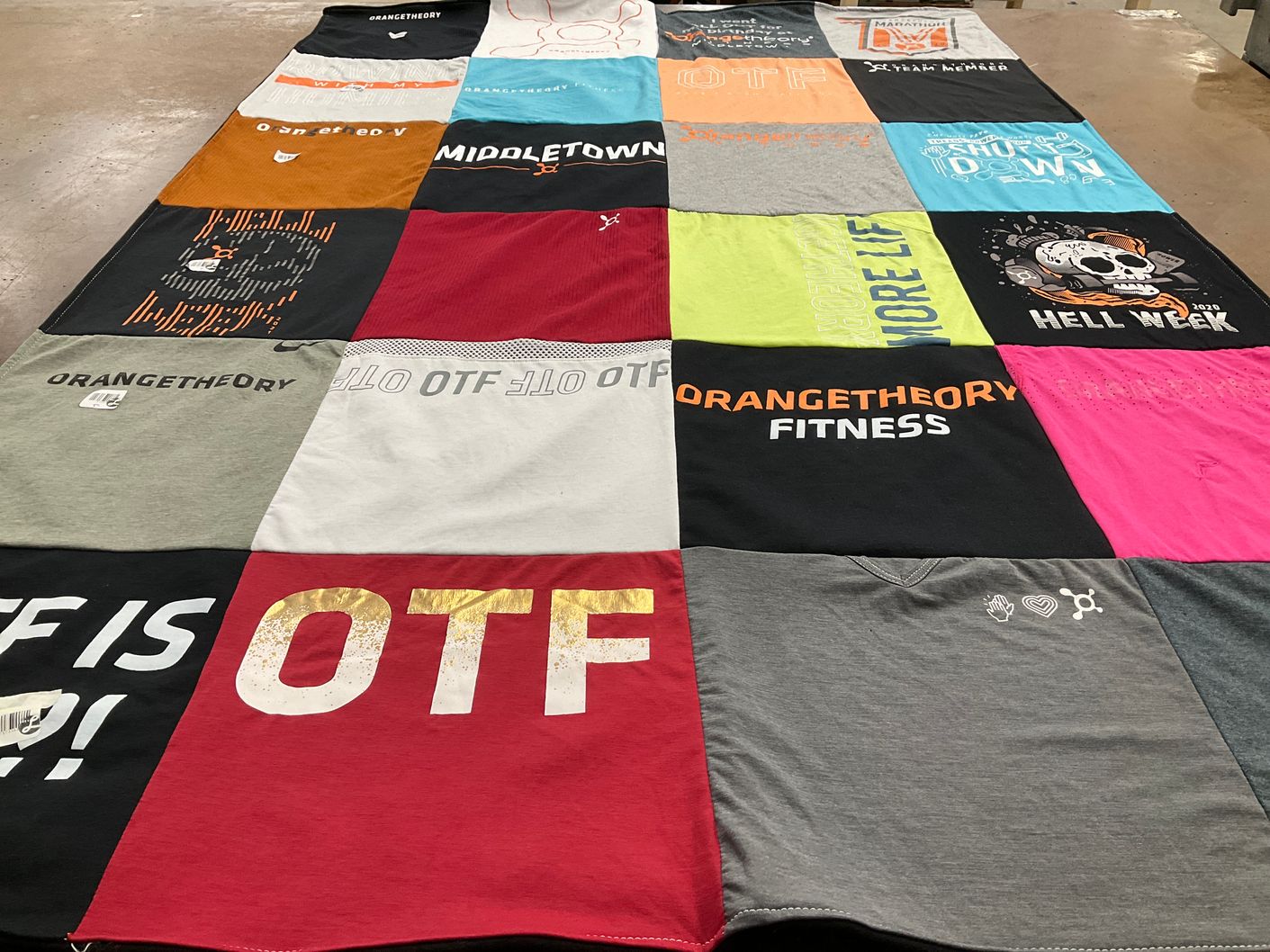 T-shirt quilt with fitness, health themes by Lauren from NJ