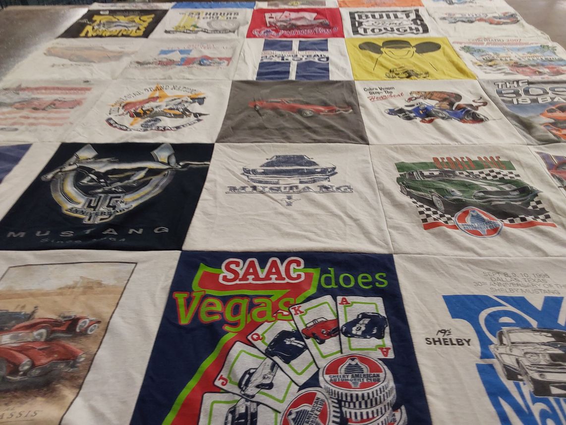 T-shirt quilt with cars, automobiles themes by Linda from TX