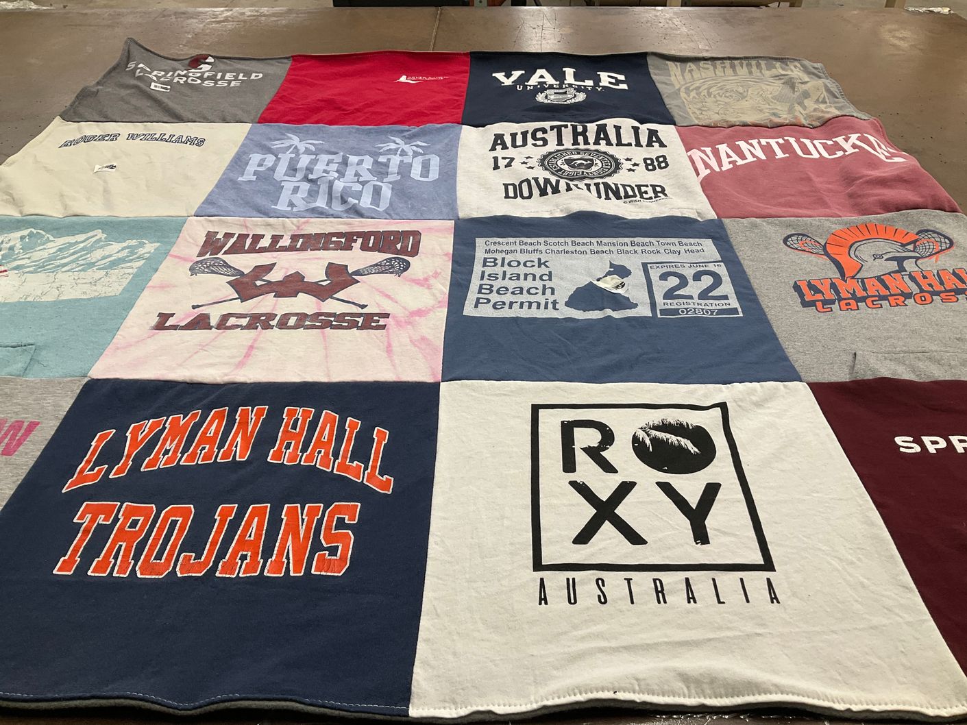 T-shirt quilt featuring lyman hall trojans, willimaford lacrosse by Marena from CT