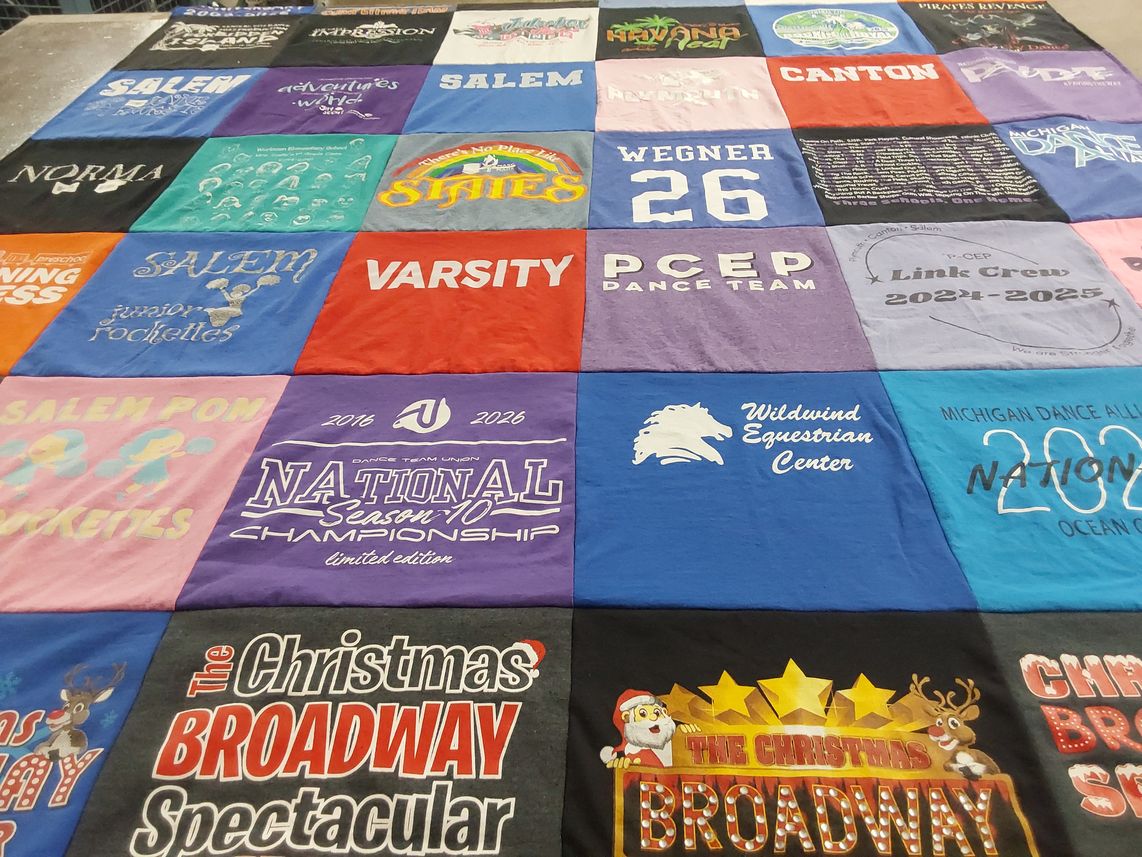T-shirt quilt featuring salem junior rockettes, pcep dance team by Kelley from MI