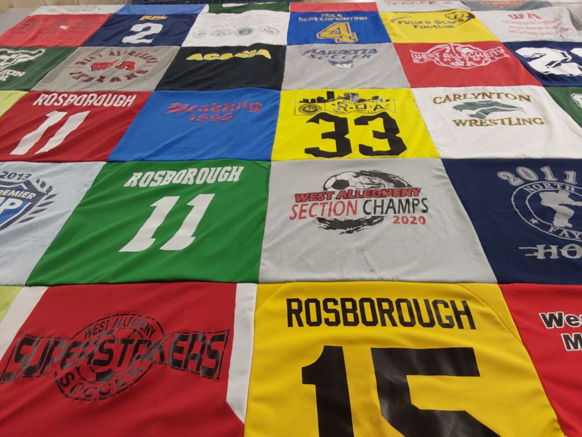 T-shirt quilt featuring west allegheny soccer team, rosborough soccer team by Michele from PA