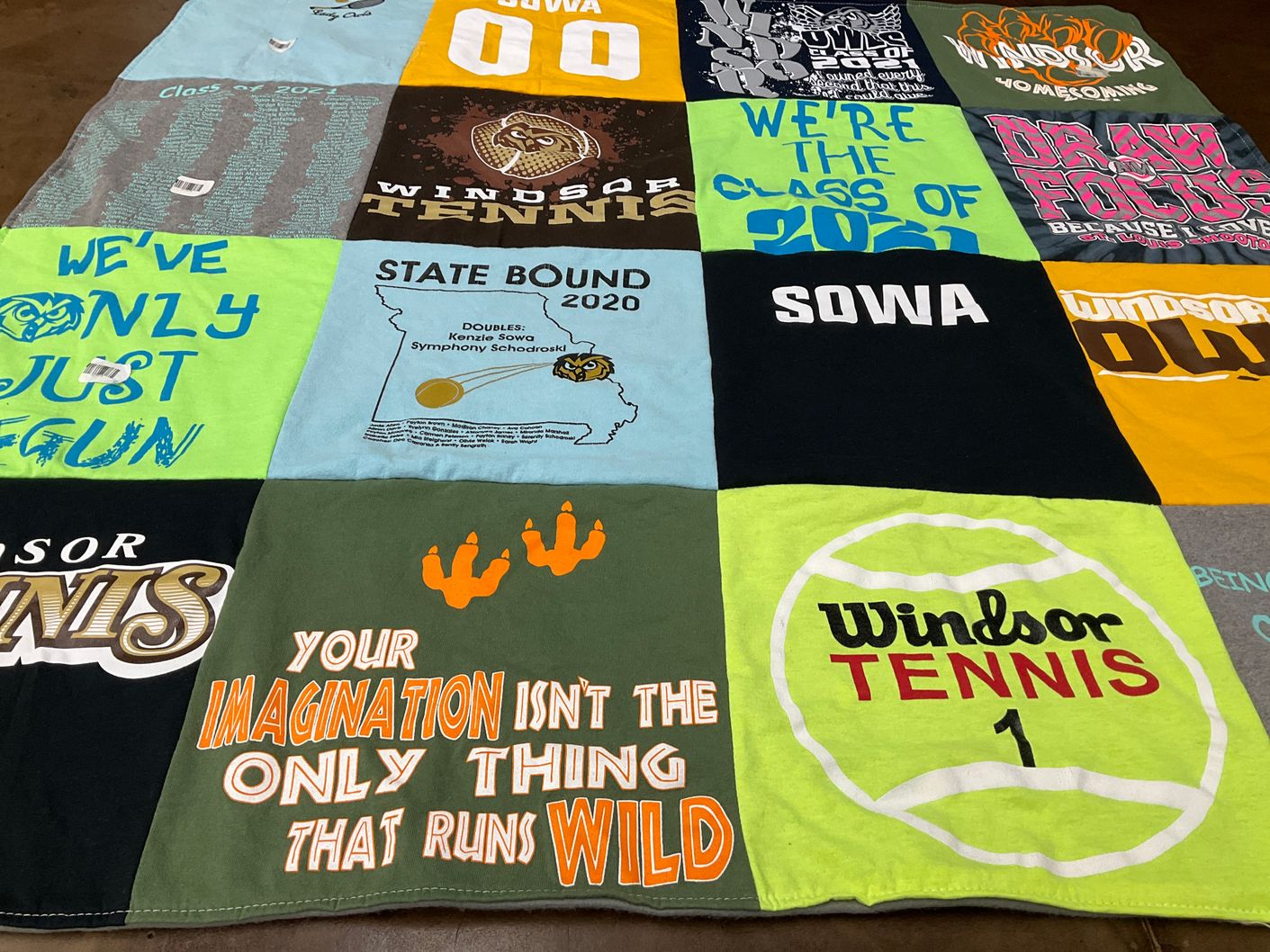 T-shirt quilt featuring windsor high school tennis team by Angela from MO