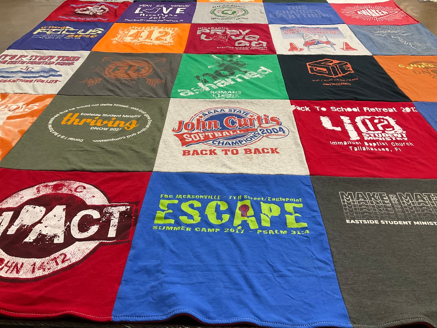 T-shirt quilt from john curtis christian school by Kim from FL