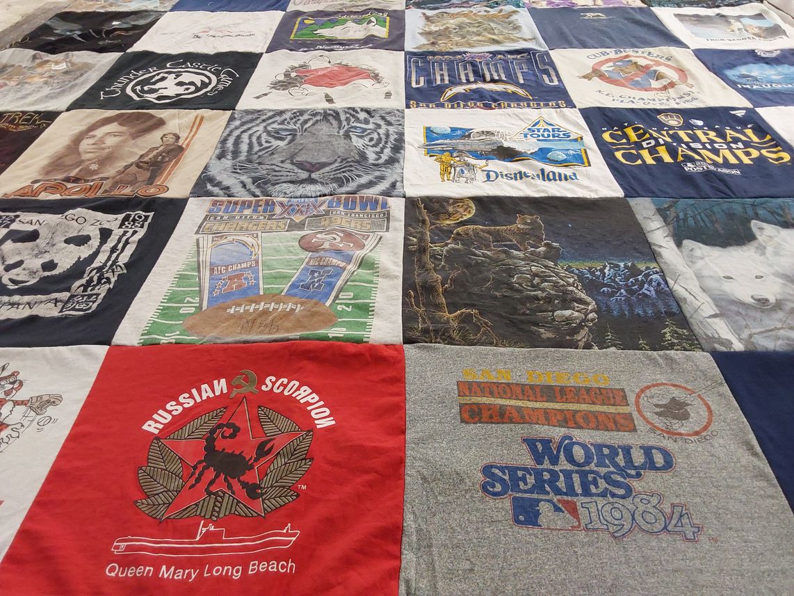 T-shirt quilt featuring san diego chargers, san diego padres by Cory from WI