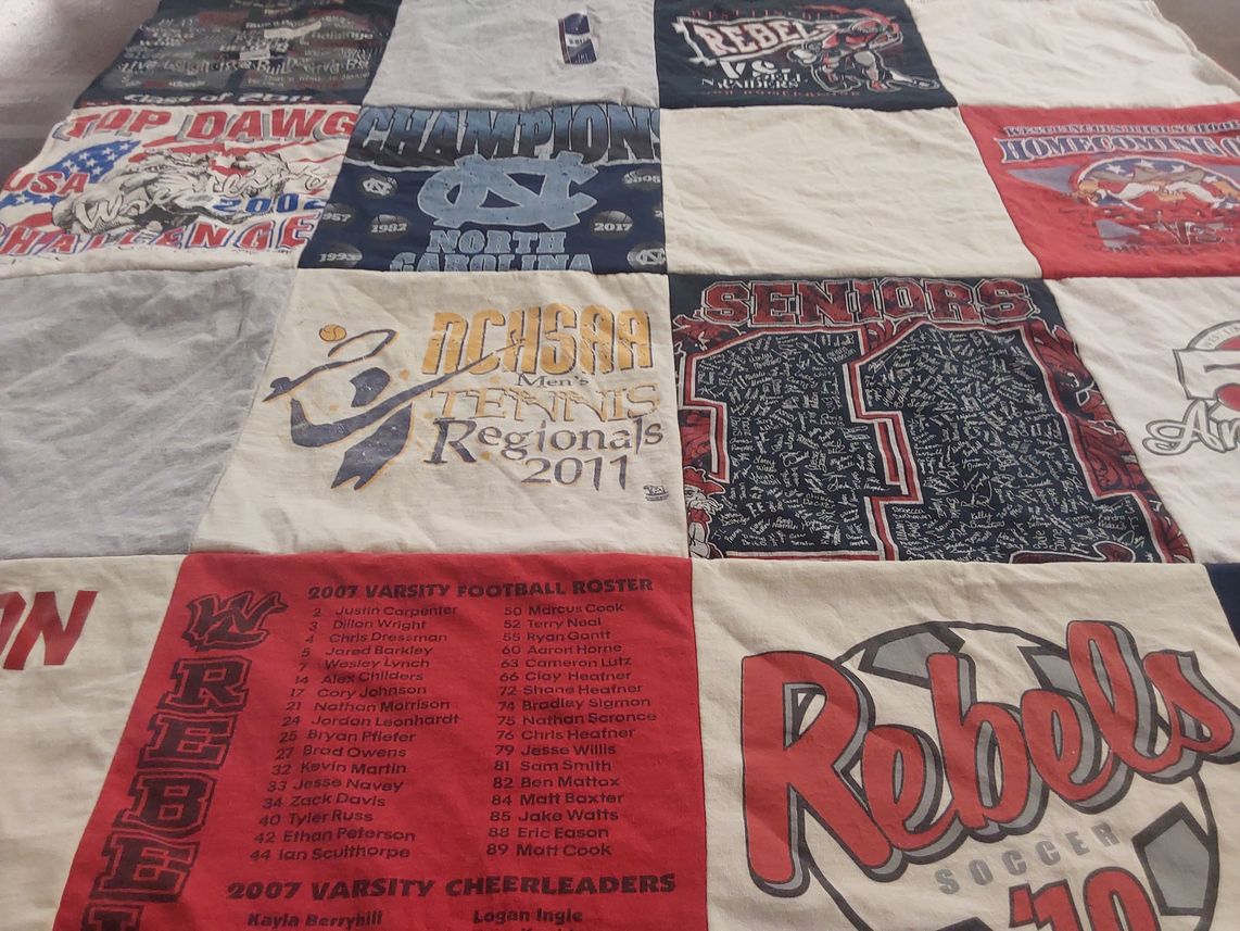 T-shirt quilt featuring rebels soccer team by Kim from NC